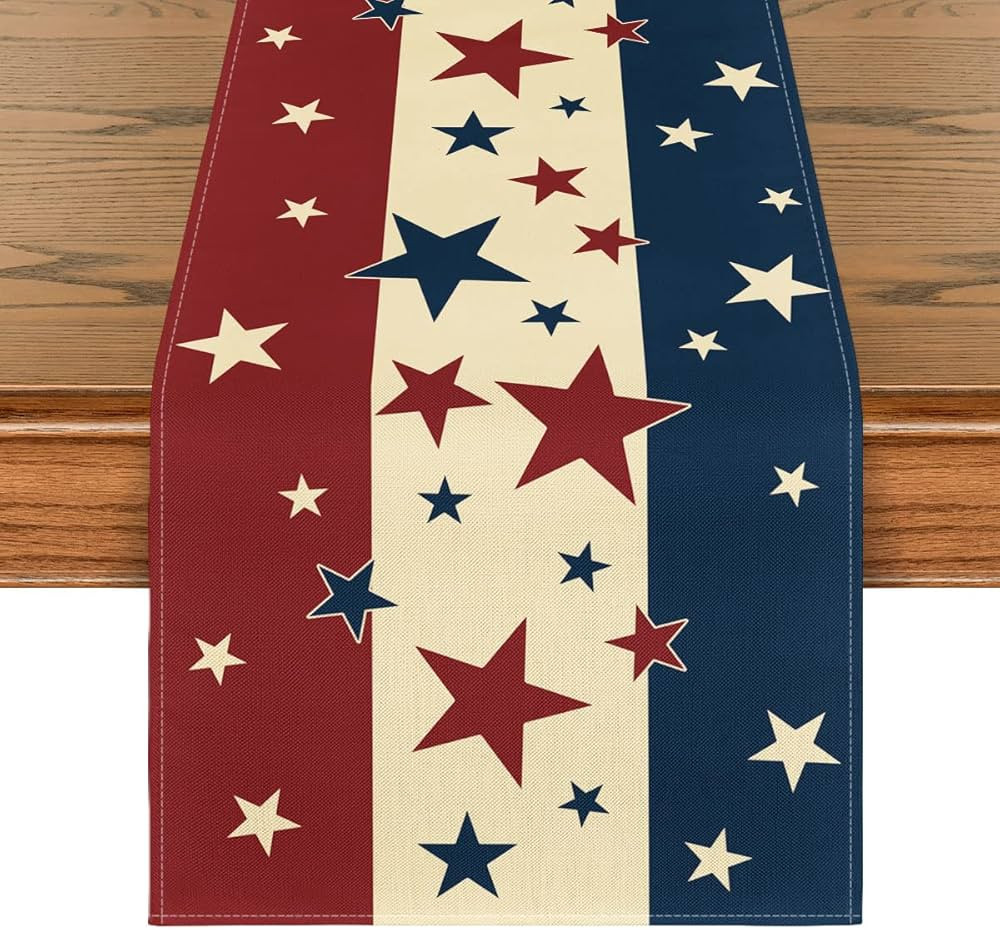 Artoid Mode Stars Stripes 4th of July Patriotic Memorial Day Table Runner, Independence Day Kitch... | Amazon (US)