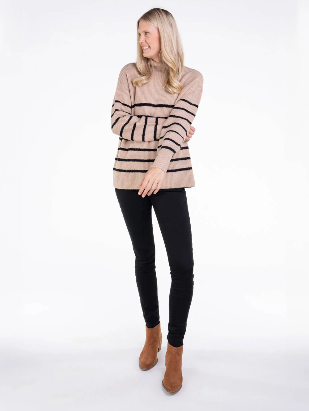 Shea Striped Tall Sweater | Amalli Talli