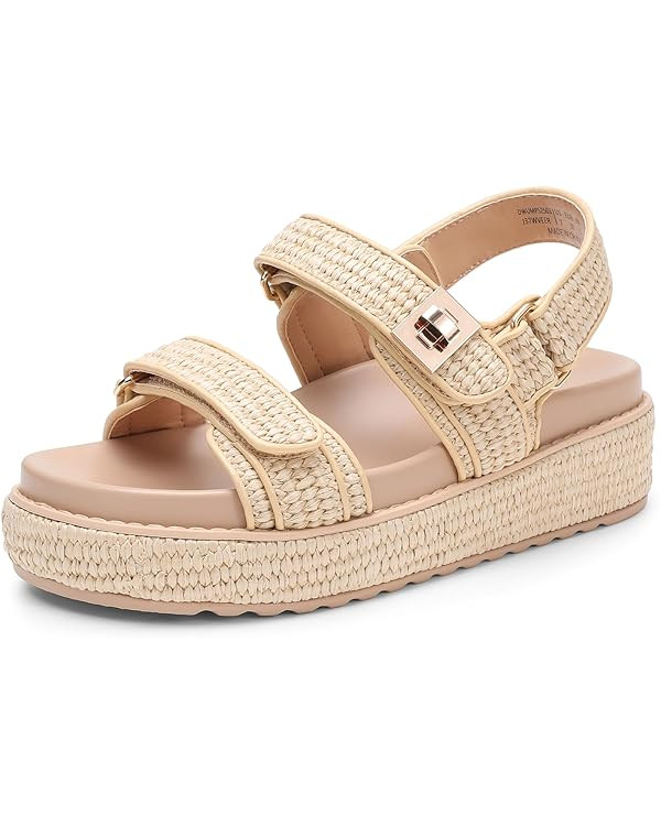 DREAM PAIRS Women's Low Wedge Sandals Comfortable Arch Support Platform Open toe Casual Dressy Fl... | Amazon (US)