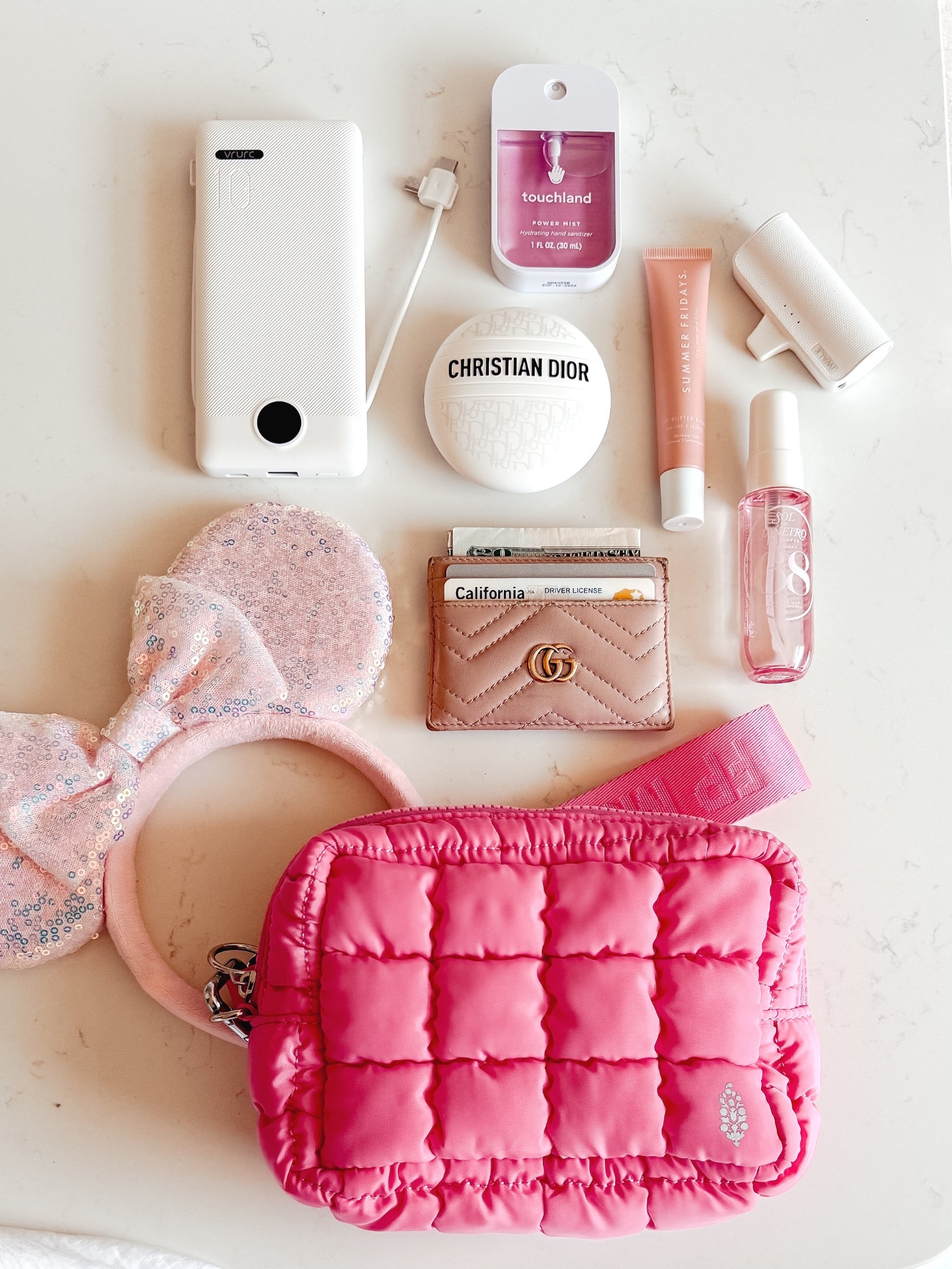 { disneyland essentials ❥

• Touchland Power Mist Hydrating Hand Sanitizer in Berry Bliss 
• GUCCI Card Holder 
• iWalk Portable iPhone Charger 
• Dior Le Baume Revitalizing Multi-Purpose Balm
• VRURC Portable Charger 
• Sol de Janeiro 68
• Summer Fridays Limited Edition Lip Butter Balm in Birthday Cake 
• fp movement Quilted Mini Case + There It Is Keychain  

WIMB . Travel Bag . Ulta Beauty . Native American Content Creator } 

#LTKBeauty #LTKTravel #LTKItBag