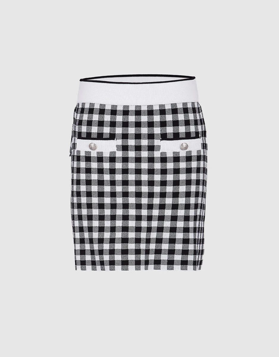 Checkered Knitted Skirt | Urban Revivo