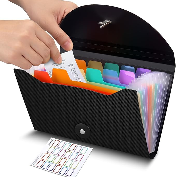 13 Pockets Receipt Coupon Organizer, 7X 4.5 Inches Small Accordion File Organizer with Labels for... | Amazon (US)