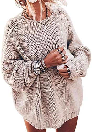 Ugerlov Women's Oversized Sweaters Batwing Sleeve Mock Neck Jumper Tops Chunky Knit Pullover Swea... | Amazon (US)