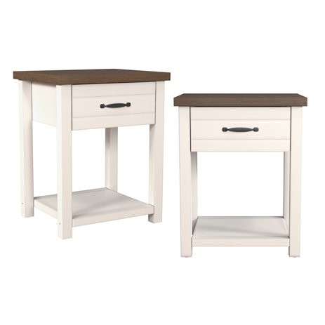 Lancaster Oak Top Rectangular Nightstand, Set of 2, Ivory, by Hillsdale Living Essentials | Walmart (US)