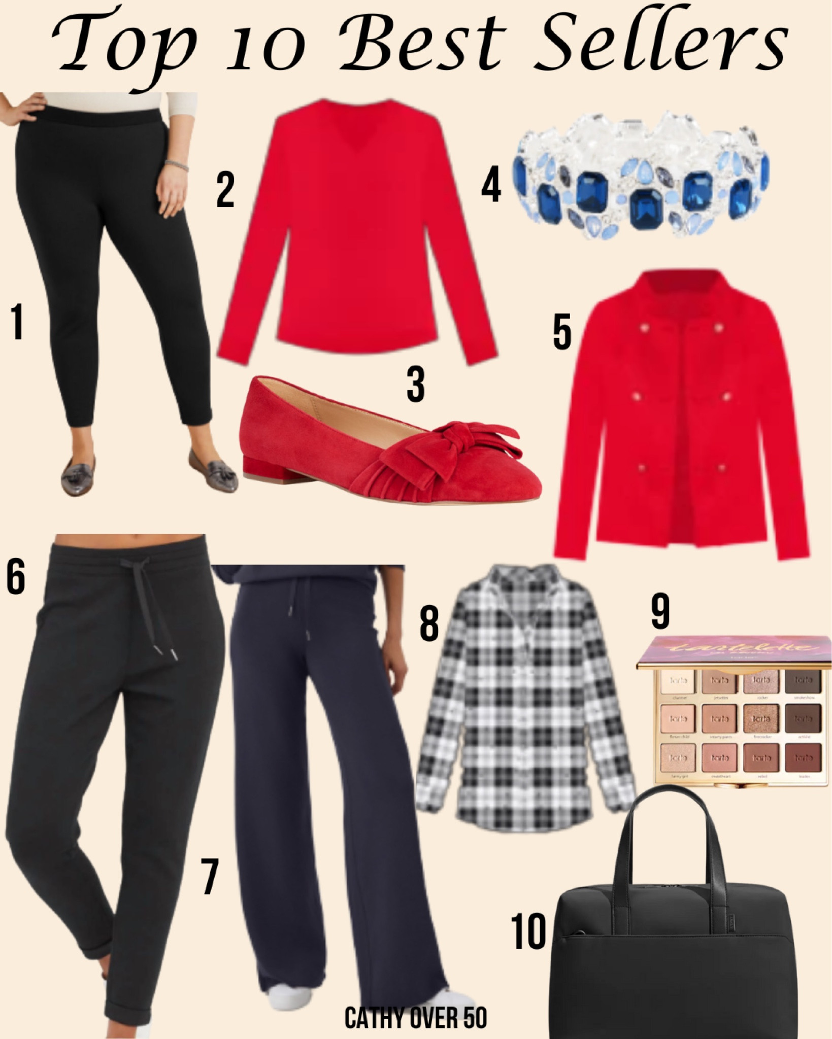This week’s best selling fashion and beauty products! 
1. Talbots SoHo Leggings 
2. Talbots Cashmere Sweater 
3. Red Bow Flats
4. Crystal Stretch Bracelet 
5. Double Breasted Wool Coat 
6. Spanx Air Essentials Tapered Pants 
7. Spanx Air Essentials Wide Leg Pants 
8. Talbots Plaid Dot No Iron Shirt 
9. Tartlette in Bloom Eyeshadow Palette 
10. The AWAY Everywhere Bag
#favorites #spanx #talbots #plussize #woolcoat #redshoes #redcoat


#LTKover40 #LTKbeauty #LTKplussize