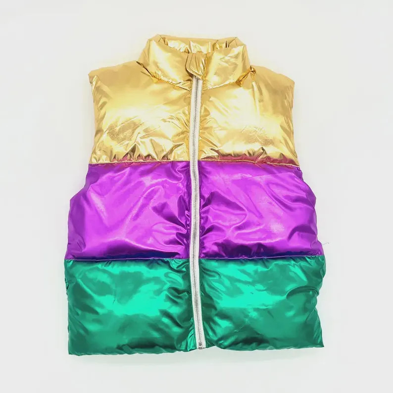 Mardi Gras Metallic Colorblock Vest – KIDS | Carnival Outfit | Shiny Purple Green Gold Vest - E... | Etsy (US)