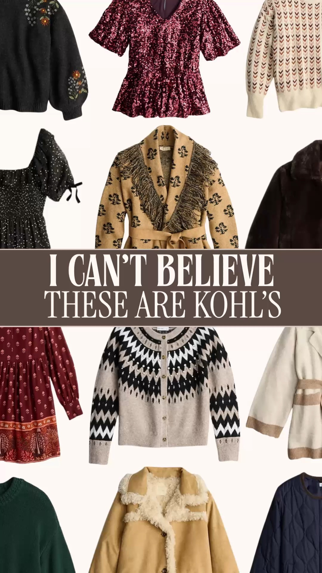 I CAN’T BELIEVE THESE ARE KOHL’S 👀

The new arrivals at Kohl’s are making a very good case for a fall wardrobe update. Floral details, embellished Fair Isle, a little fringe and holiday sparkle, and these finds are on sale with code TAKE20.

There’s a floral sweater, a black-and-cream Fair Isle cardigan, a burgundy printed dress and a belted fringe cardigan that deserves a closer look. Add the sparkling flutter-sleeve top, navy quilted jacket and cozy outerwear, and there’s plenty here for everyday outfits AND holiday plans.

Pair a cardigan with work pants for teacher outfits, wear the printed dress with boots for Thanksgiving, or add the sparkly top to dark denim for a holiday dinner. These are the kinds of pieces that bring personality to a classic wardrobe.

If you love feminine details, preppy sweaters and finding something a little unexpected on a budget, take a look through this edit. Shop the Kohl’s new arrivals below and use TAKE20 at checkout.

Kohl’s new arrivals women, Kohls fashion finds, Kohls style, Kohls sale, fall outfits women, fall sweaters women, floral sweater, embellished cardigan, Fair Isle cardigan, patterned knit sweater, belted fringe cardigan, cream cardigan, burgundy printed dress, fall dresses women, quilted jacket women, cozy fall jackets, sequin top, holiday party tops, Christmas party outfits, Thanksgiving outfits women, preppy fall style, feminine fall outfits, teacher outfits, casual work outfits, affordable fall fashion, holiday outfits women

#LTKStyleTip #KohlsFinds #KohlsStyle #FallOutfits #PreppyStyle #HolidayOutfits @Kohl's

#LTKSeasonal #LTKSaleAlert #LTKOver40