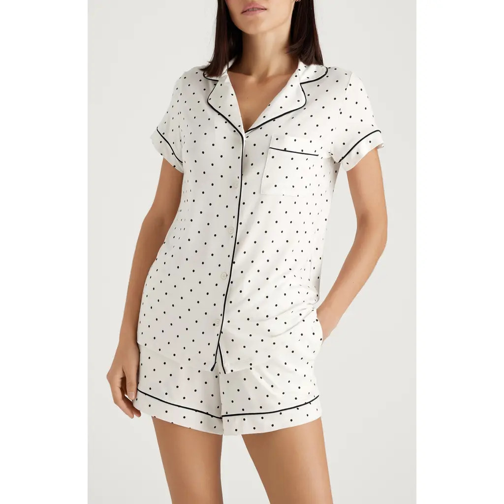 Tommy John Piped Short Pajamas in Dot Coconut Milk at Nordstrom, Size Large | Nordstrom