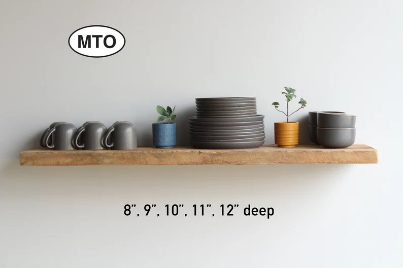 Deep Floating Shelves, Kitchen, Dishes | Low Profile Brackets | MTO Reclaimed Barn Wood TF l Amis... | Etsy (US)