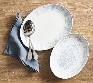 Chambray Tile Stoneware Serving Platters | Pottery Barn CA