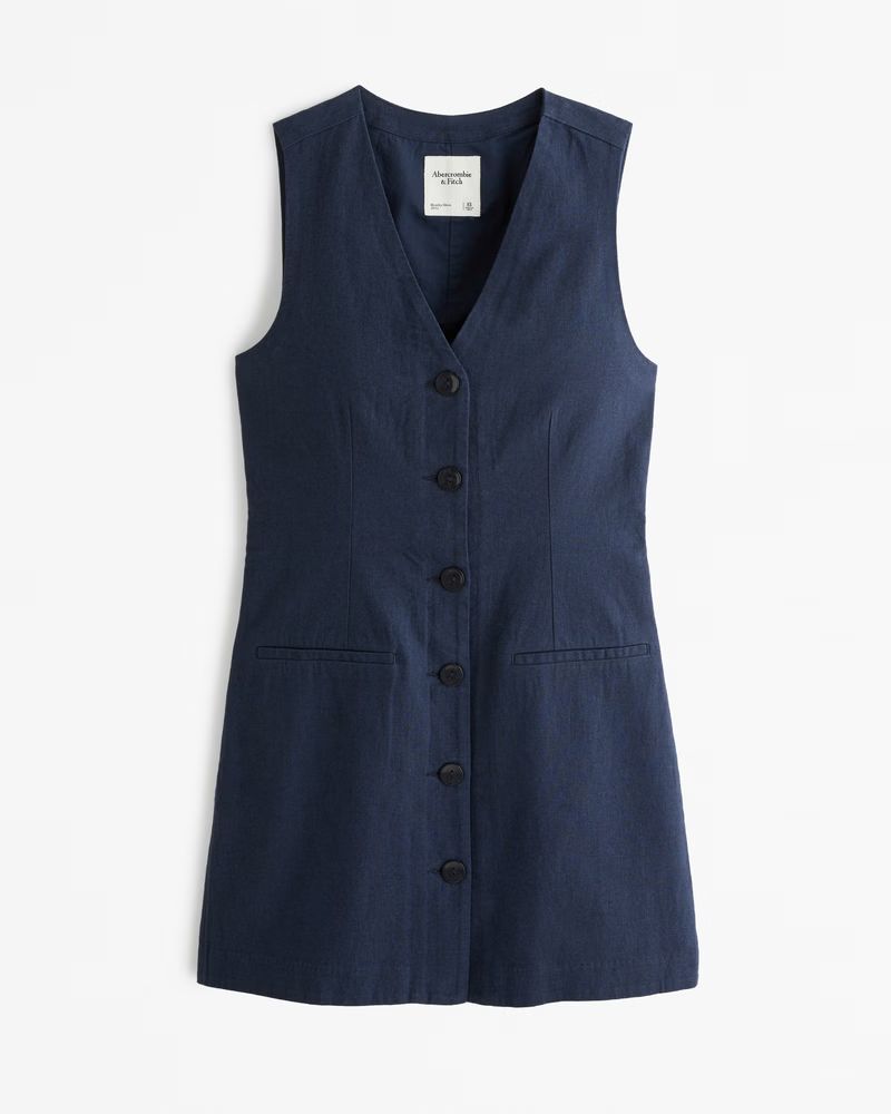 The A&F Mia Linen-Blend Vest Mini Dress | Abercrombie & Fitch (US)