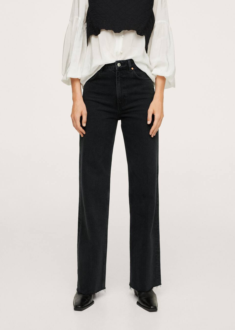 High-waist wideleg jeans | MANGO (US)