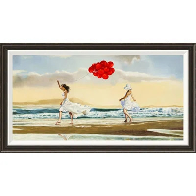 'Collecting Waves' by Pierre Benson Framed Painting Print on Canvas | Wayfair North America