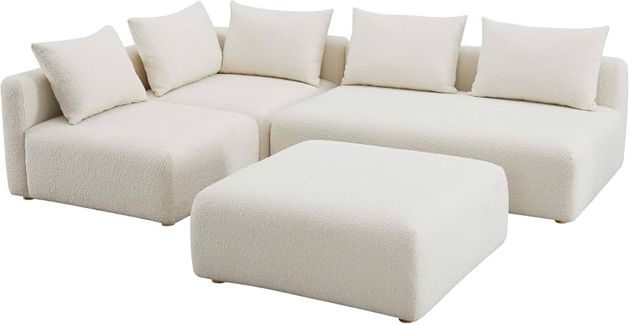 Tov Furniture Hangover Cream Boucle 4-Piece Modular Chaise Sectional | Amazon (US)
