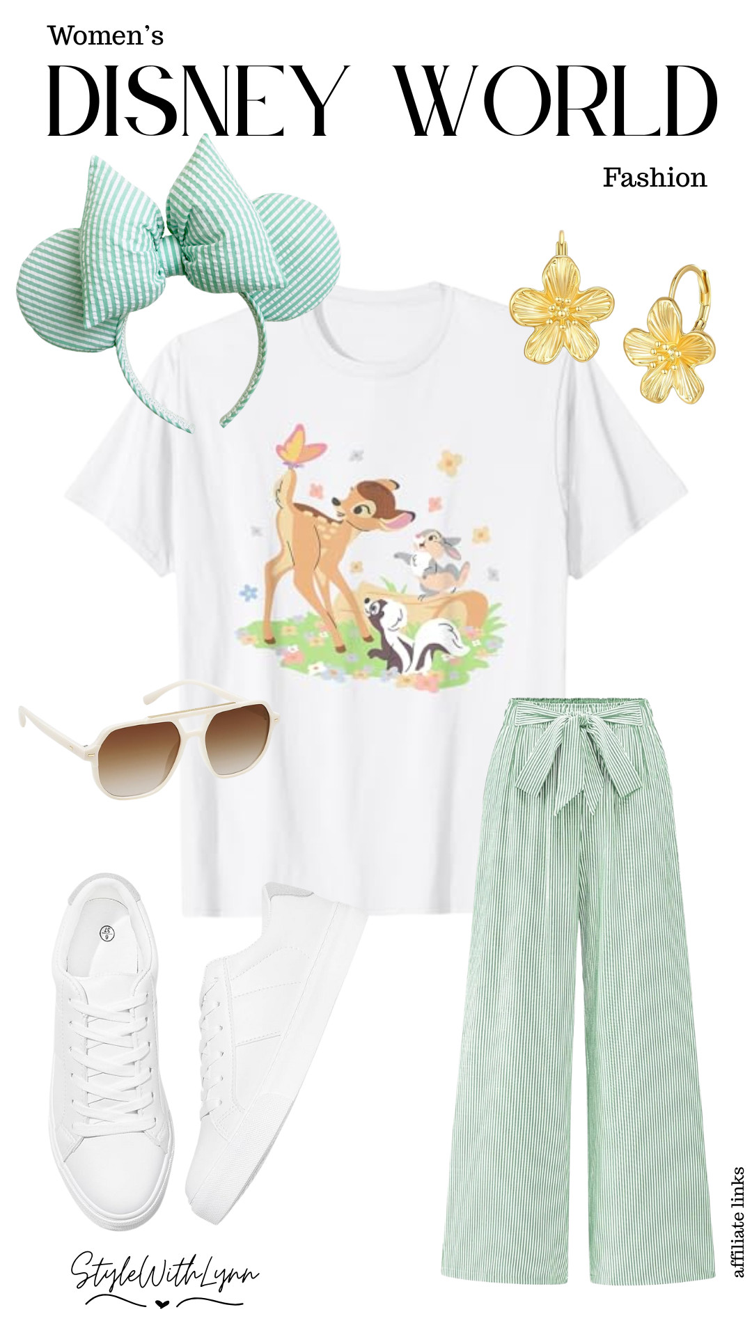 This Bambi-inspired outfit is perfect for a Disney World day when you want comfy and cute. The pastel green stripes, classic white sneakers, and subtle gold details give it that effortless park style, finished off with the sweetest Minnie ears. Easy to walk in, lightweight for warm weather, and full of nostalgic charm.

Tap to shop the full look and save it for your next park day!

#Disney #DisneyWorld #Disneyland #SpringatDisney #DisneyOOTD #DisneyMom #AmazonFinds 

 #LTKootd #LTKmomlife #LTKTravel