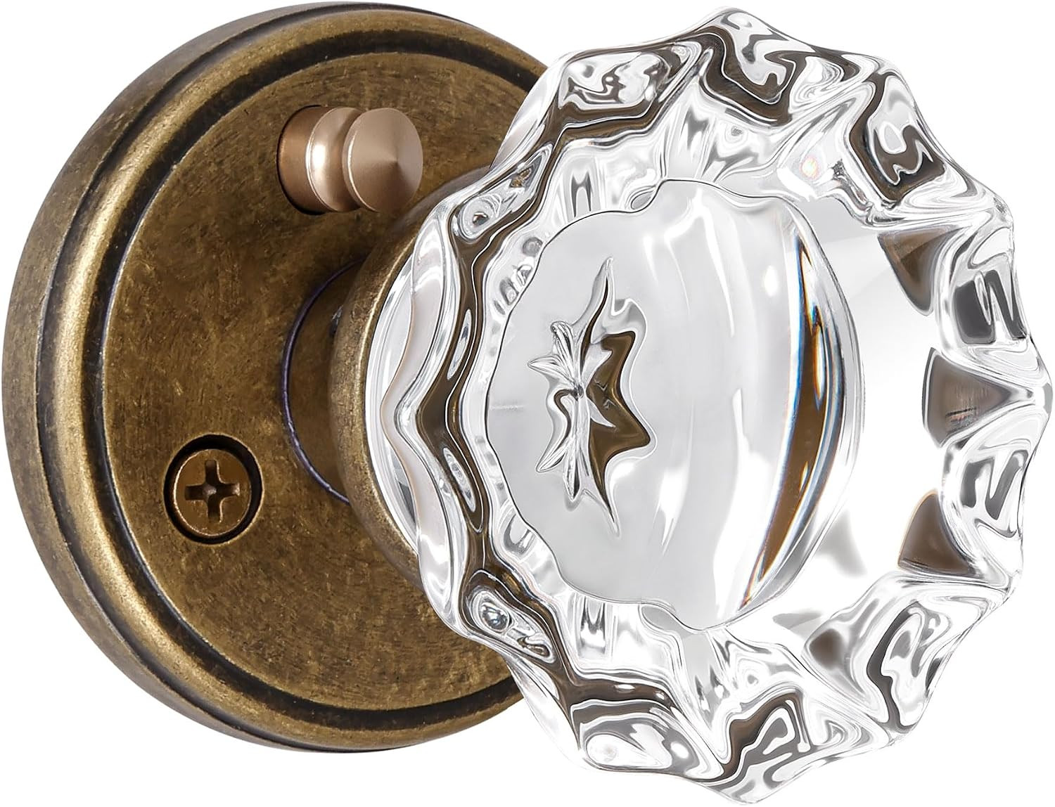 Antique Brass Door Knobs Glass Door Knob Interior Privacy Door Knob for Bed | Amazon (US)