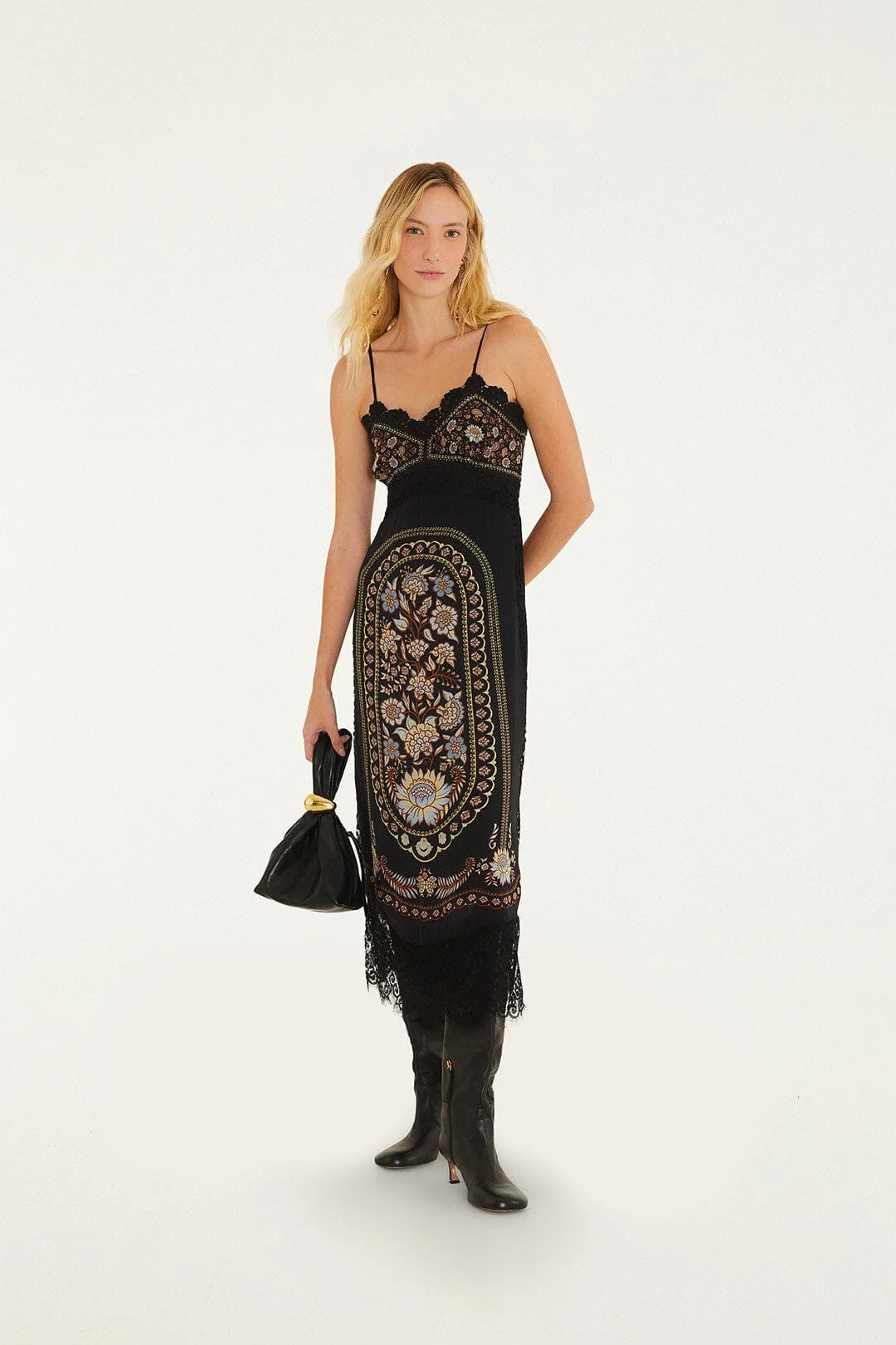 Daniela Lace Sleeveless Midi Dress, DANIELA BLACK / M | FarmRio (US)