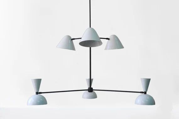 Large 6 Light Pendant Mid Century Modern Raw Brass Sputnik chandelier light Fixture | Etsy (US)