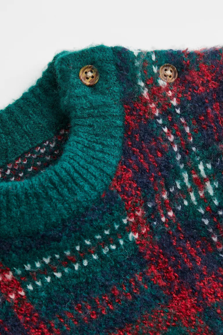 Jacquard-knit Sweater - Green/red plaid - Kids | H&M US | H&M (US + CA)