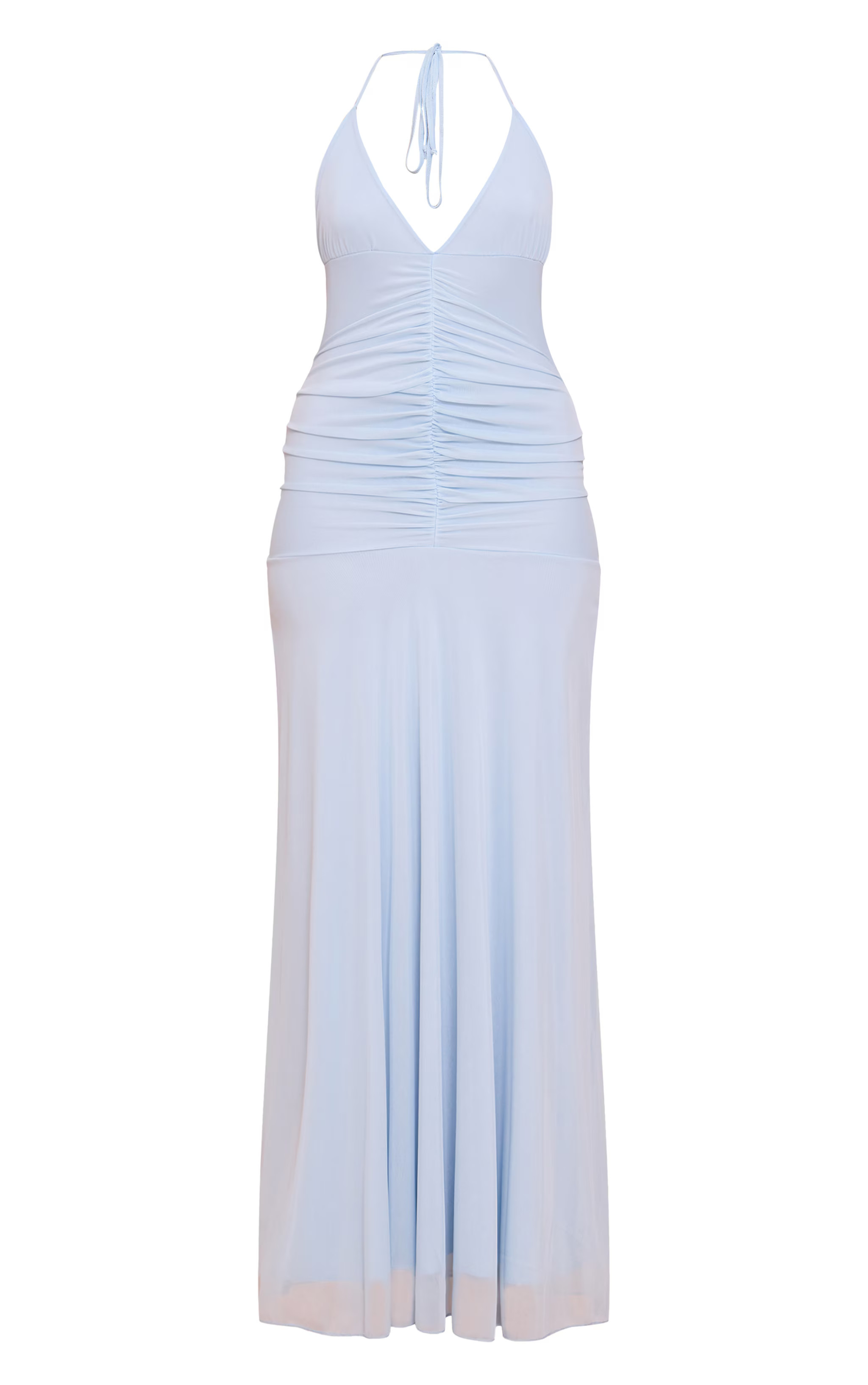 Light Blue Ruched Detail Strappy Maxi Dress | Dresses | PrettyLittleThing UK