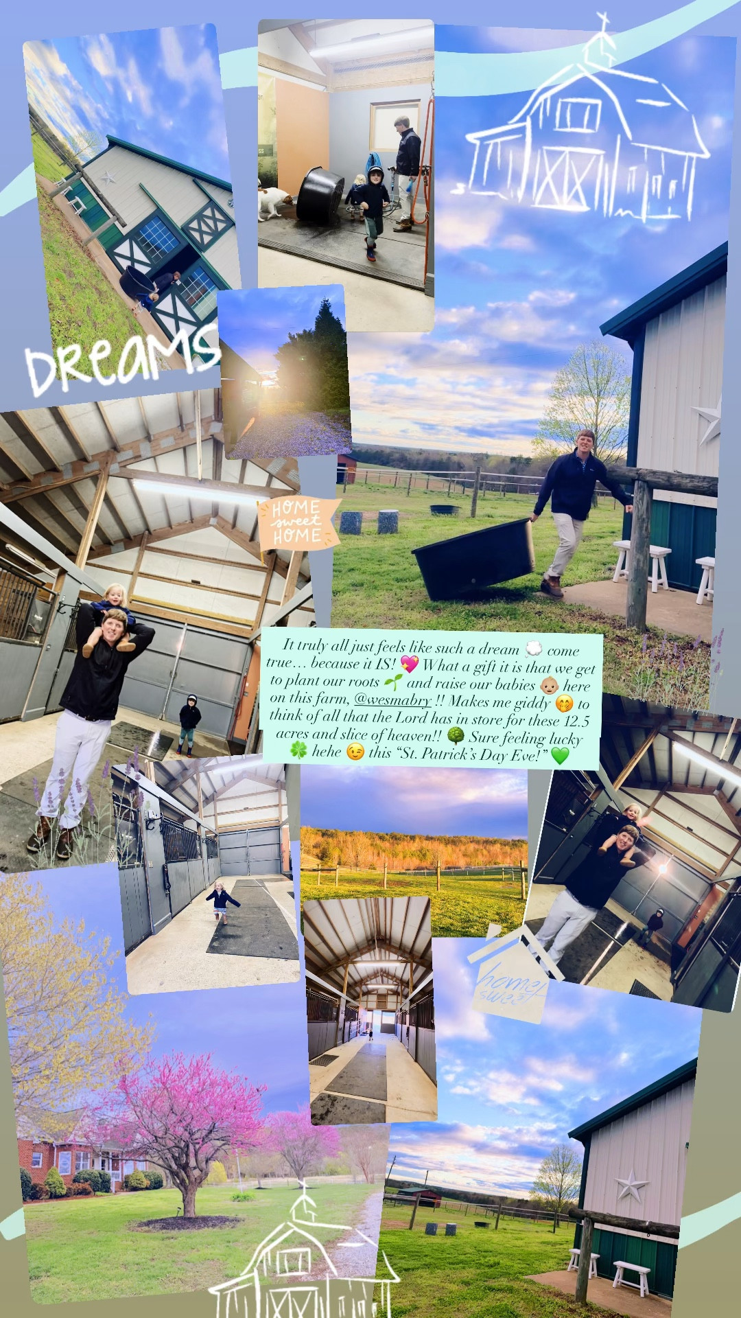 It truly all just feels like such a dream 💭 come true… because it IS! 💖 What a gift it is that we get to plant our roots 🌱 and raise our babies 👶🏼 here on this farm, @wesmabry !! Makes me giddy 🤭 to think of all that the Lord has in store for these 12.5 acres and slice of heaven!! 🌳 Sure feeling lucky 🍀 hehe 😉 this “St. Patrick’s Day Eve!” 💚