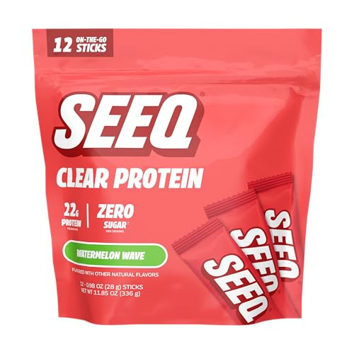 SEEQ Clear Whey Isolate Protein Powder, Watermelon Wave, 12 Single Serving Sticks, 22g Protein Per Stick, Sugar-Free, Keto-Friendly, Soy-Free Clear Protein Powder, Juice-Like Protein | Amazon (US)