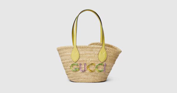 Mini straw tote  with Gucci logo | Gucci (US)