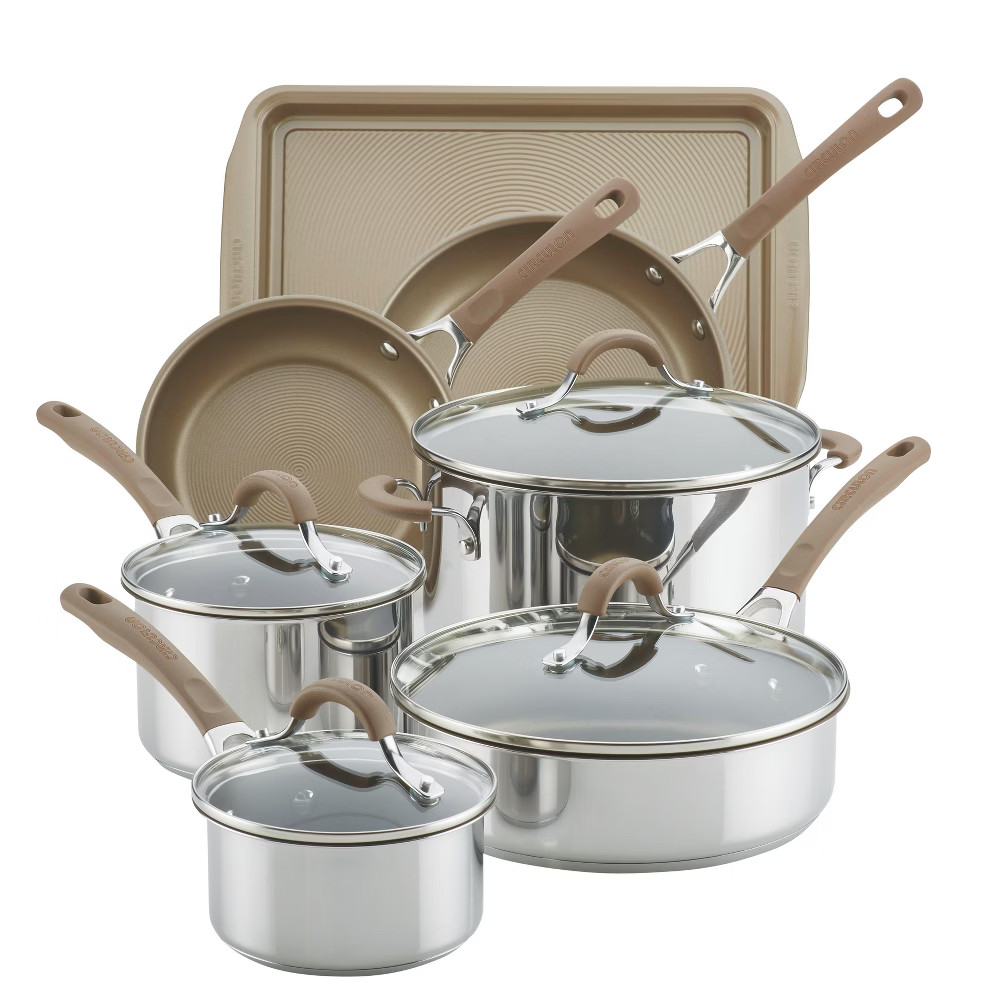 Circulon Innovatum 10pc Hard-Anodized Nonstick Cookware Set + Bonus Cookie Pan Champagne | Target