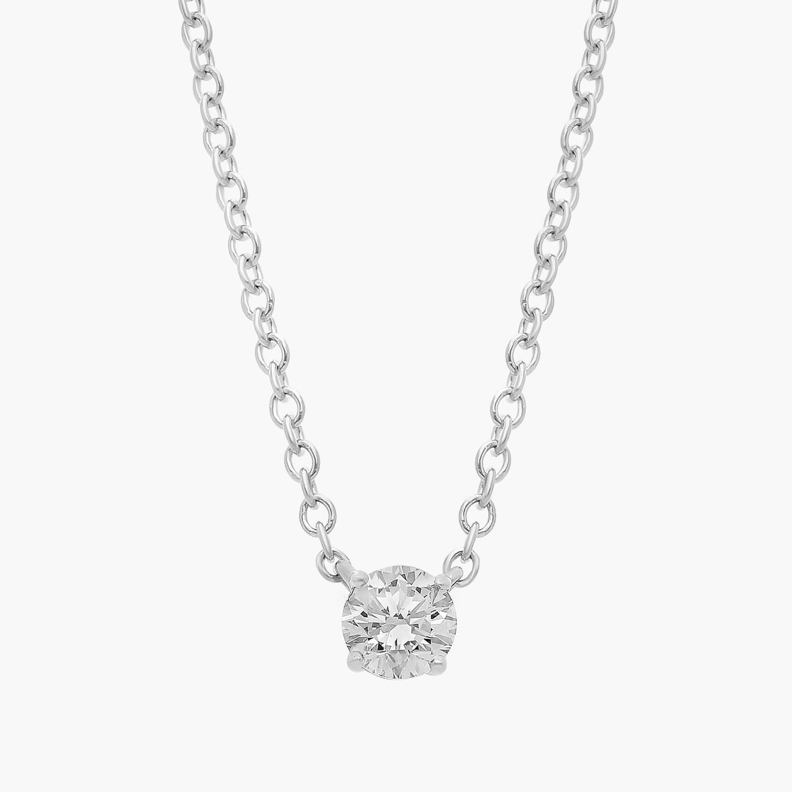 Four Prong Basket Solitaire Lab Grown Diamond Pendant  In 14K White Gold (1/4 Ct. tw. - F-G / VS2... | Blue Nile