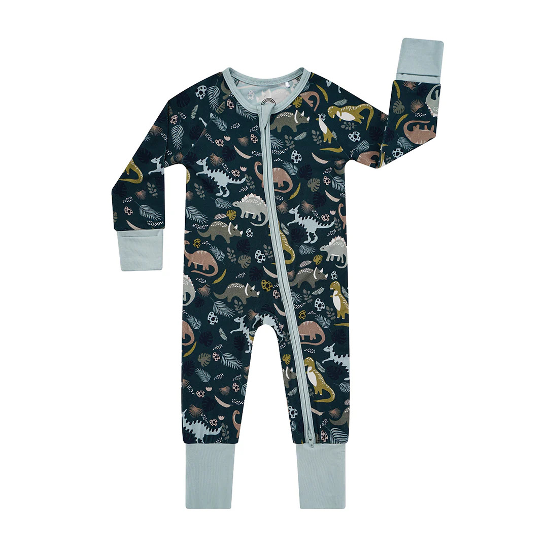 Dinosaur Bamboo Baby Pajama - Convertible Zippy Pajamas | Emerson and Friends