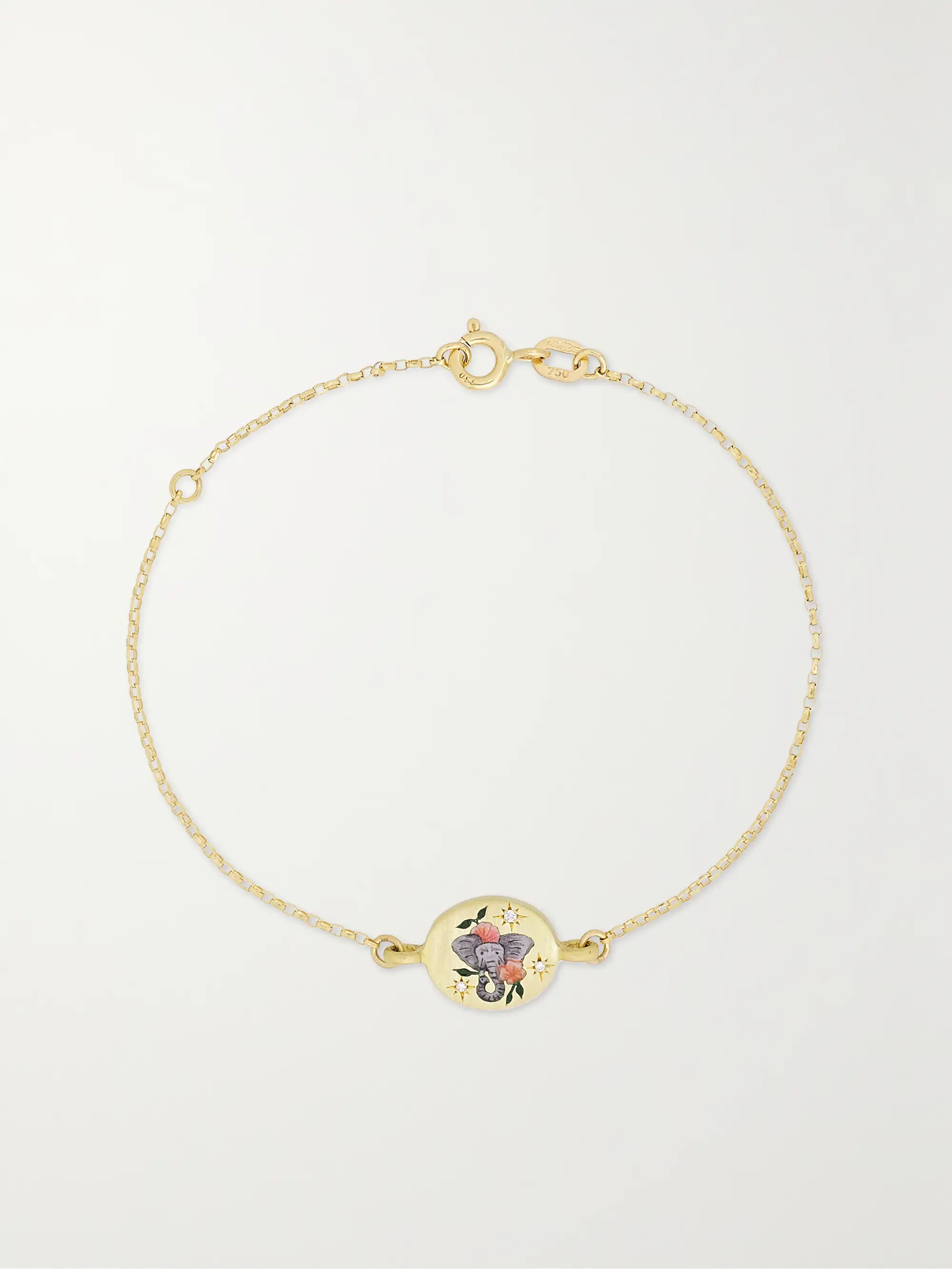 Elephant 18-karat recycled gold, enamel and diamond bracelet | NET-A-PORTER (UK & EU)