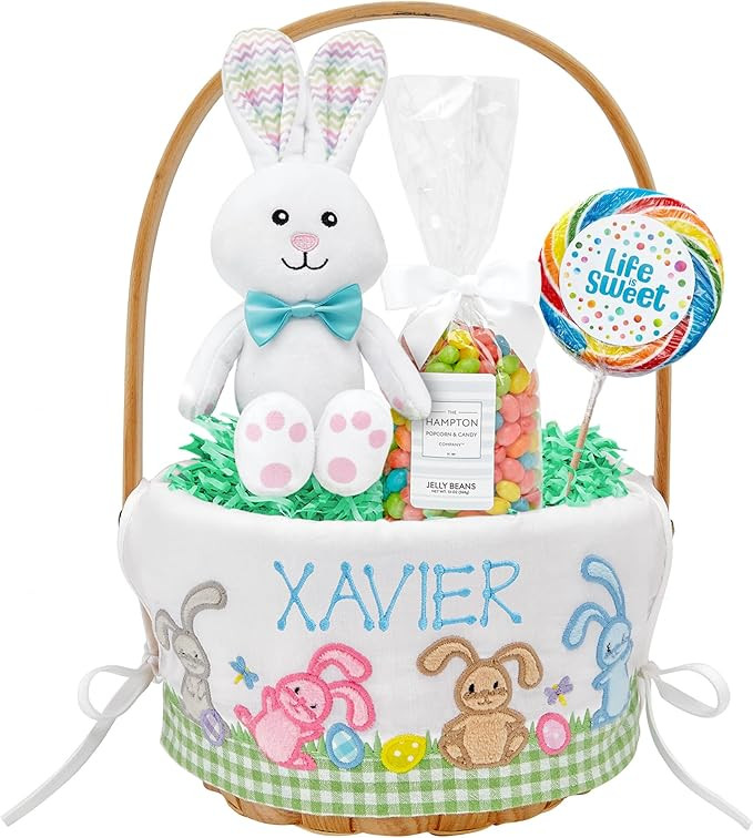 Let's Make Memories Personalized Easter Basket for Kids - For Boys - For Girls - Embroidered Name... | Amazon (US)