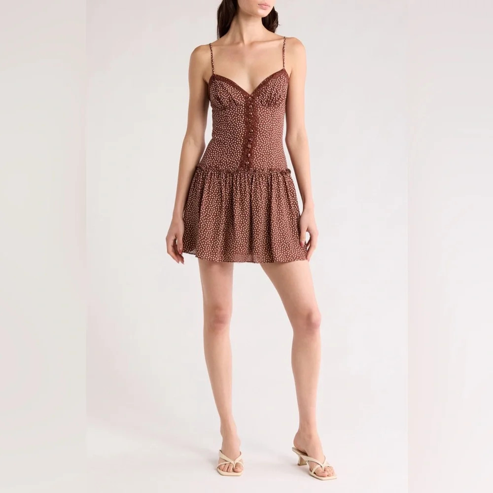 Reformation Choco Dot Lace Trim Drop Waist Sundress - Size 6/S | Poshmark