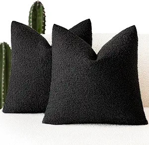 Foindtower Set of 2, Decorative Textured Boucle Throw Pillow Covers Accent Solid Pillow Cases Sof... | Amazon (US)