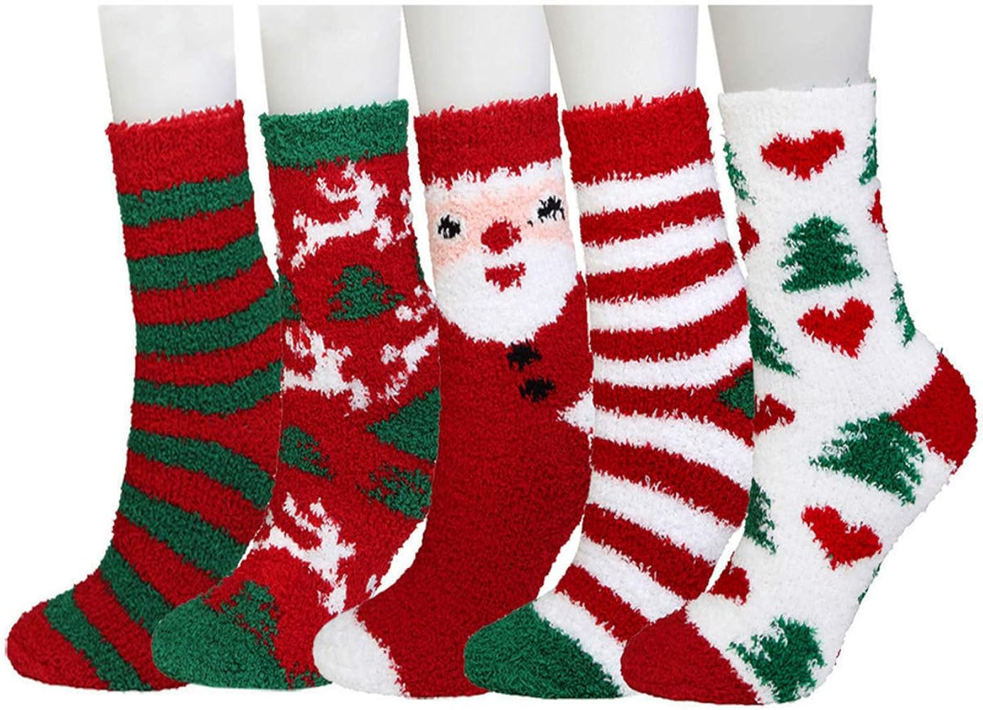 Plush Slipper Socks Women - Colorful Warm Fuzzy Crew Socks Cozy Soft for Winter Indoor | Amazon (US)