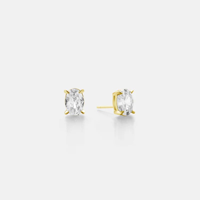 Pip Single Carat Gold Vermeil Oval Studs | Victoria Emerson