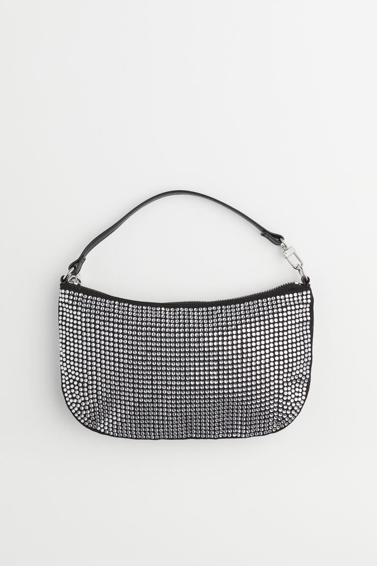 Rhinestone-embellished bag in imitation leather with a zip at the top. Short, narrow strap with a... | H&M (UK, MY, IN, SG, PH, TW, HK)