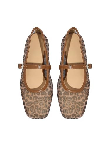 Amazon.com | Milumia Women's Mesh Ballet Flats Comfortable Dressy Trendy Square Closed Toe Maryja... | Amazon (US)