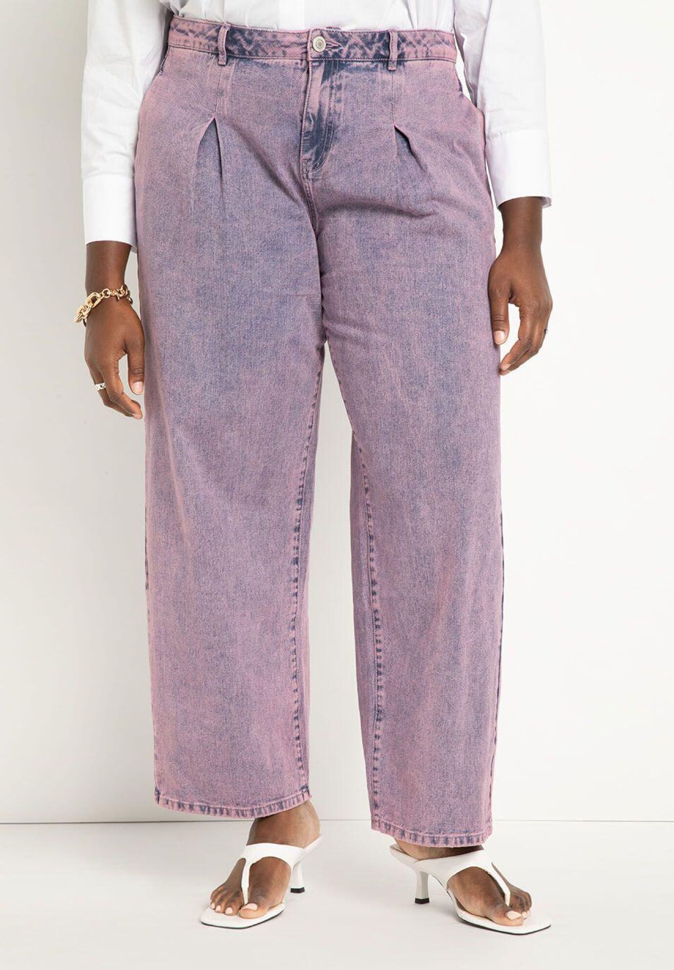 Dyed Pleat Detail Jeans | Eloquii