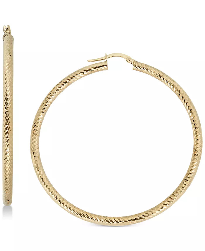 Textured Hoop Earrings in 14k Gold, 50mm, Made in Italy | Macys (US)