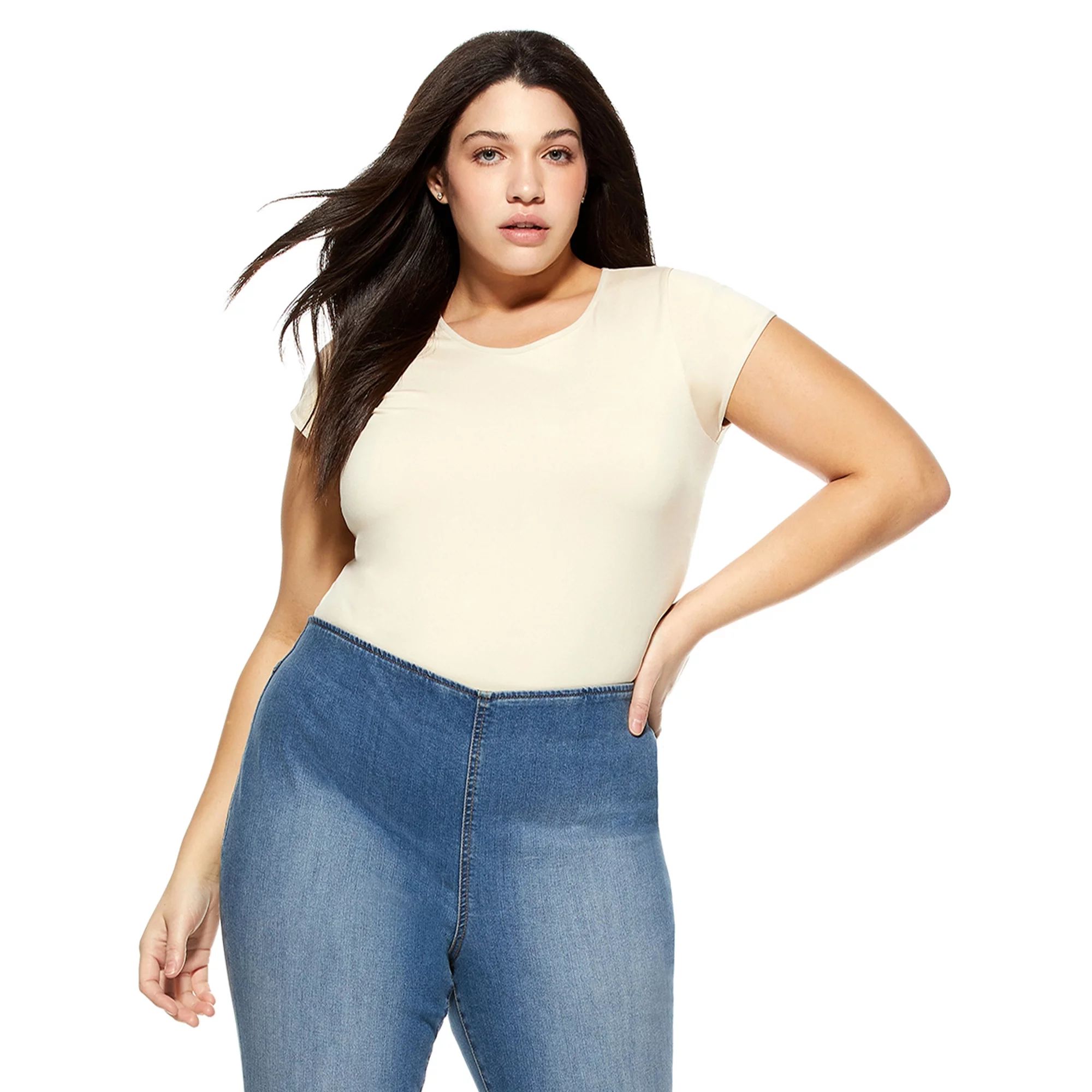 Sofia Jeans by Sofia Vergara Plus Size Cap Sleeve Bodysuit | Walmart (US)