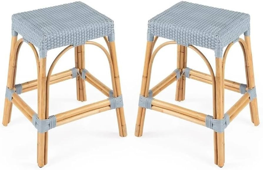 Home Square 2 Piece Counter Stool Set in Twilight Blue | Amazon (US)