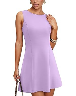 WIHOLL Women's Summer A-Line Sleeveless Boat Neck Mini Dress Club Party Little Short Dresses | Amazon (US)