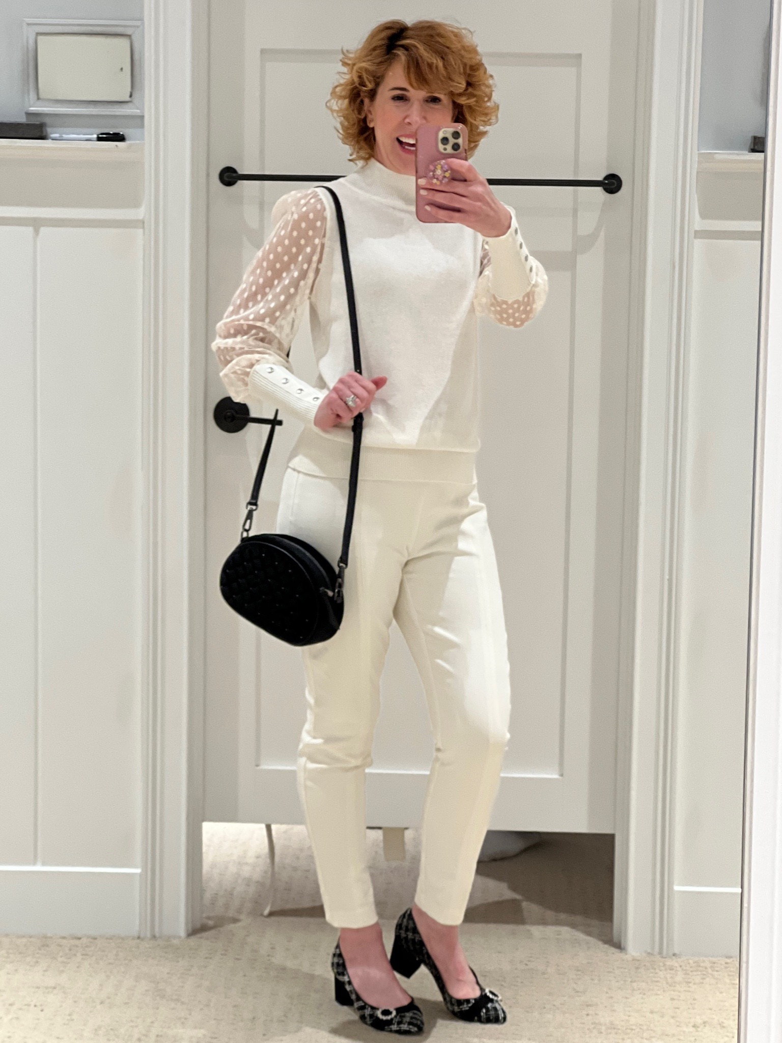 Holiday party, holiday outfit, holiday party outfit, all white outfit, winter white outfit, velvet handbsg, velvet purse, pearl embellished shoes

This party-ready look from Talbots is so pretty! Pair it with pearls or velvet accessories as I did to complete your look!

My entire look is on sale and everything fits TTS!

#LTKshoecrush #LTKSeasonal #LTKHoliday