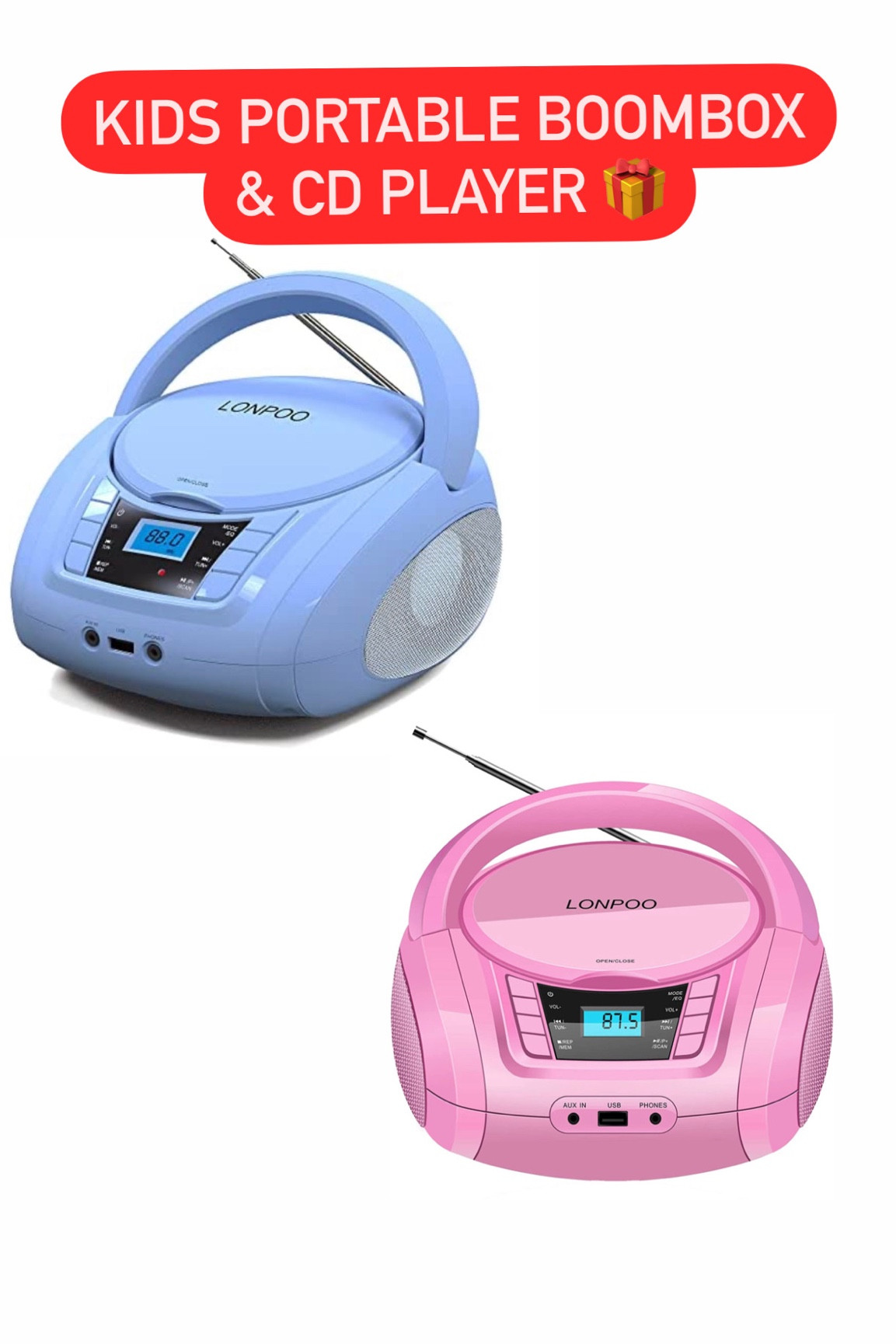 Kids gift idea cd player boom box from amazon 

#LTKkids #LTKGiftGuide #LTKunder50