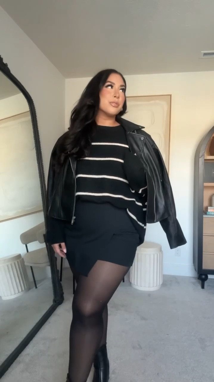 Dressy and Edgy OOTD for Fall 🖤 
-
-
-
Leather Jacket | Oversized Sweater | Monochrome Outfit Ideas | All Black Outfit | Midsize Fashion

#LTKMidsize #LTKStyleTip #LTKSeasonal