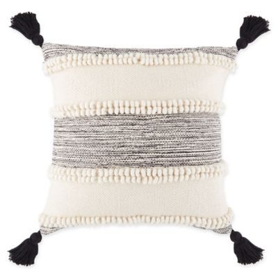 Stripe Tassel Square Throw Pillow in Black | Bed Bath & Beyond
