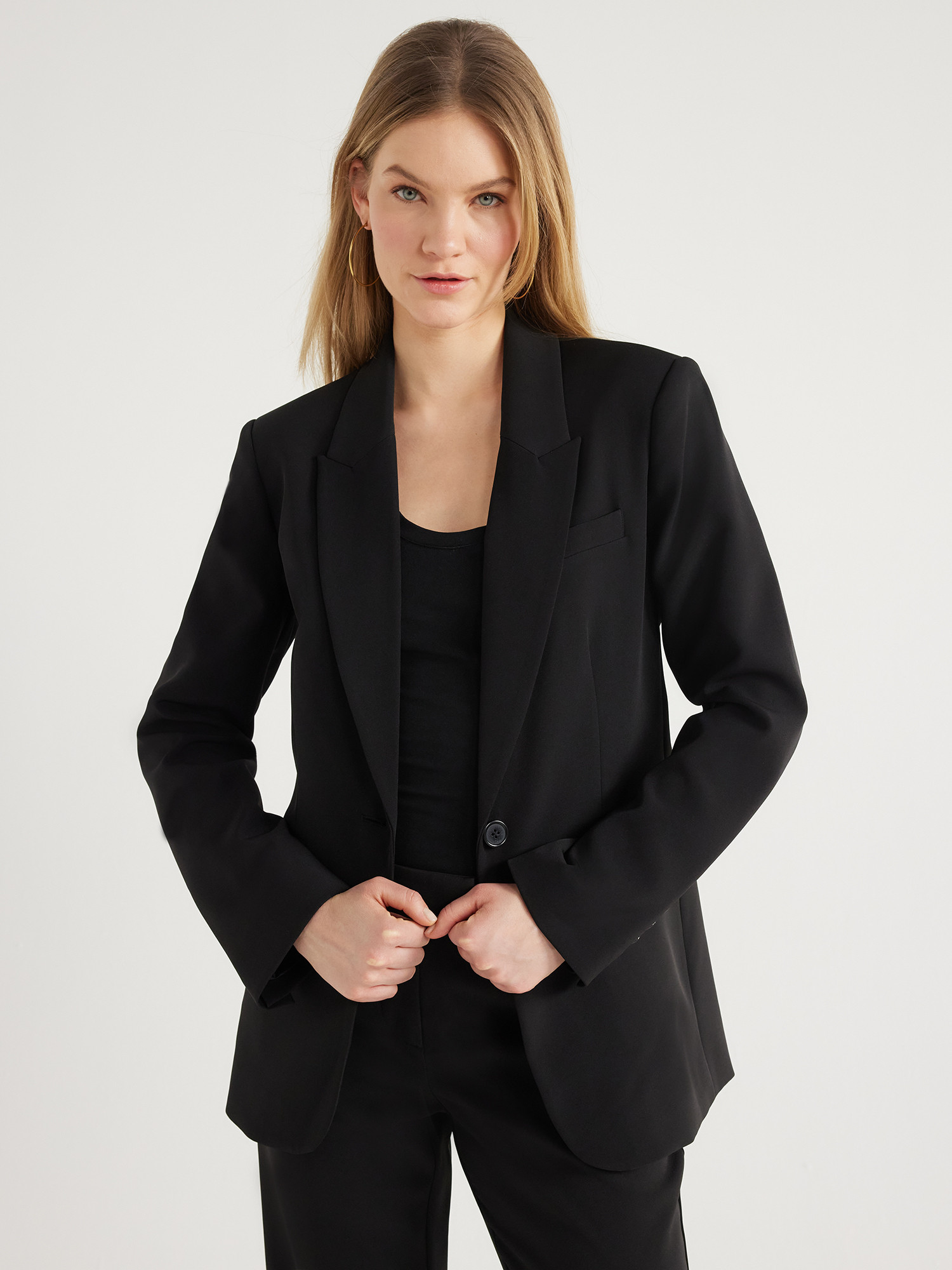 Scoop Women's Ultimate One Button Crepe Suit Blazer, Sizes XS-XXL | Walmart (US)