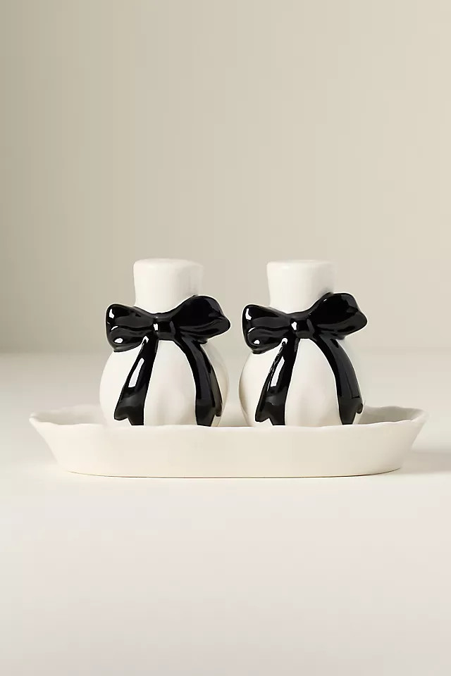 Benedita Stoneware Bow Salt & Pepper Shakers | Anthropologie (US)