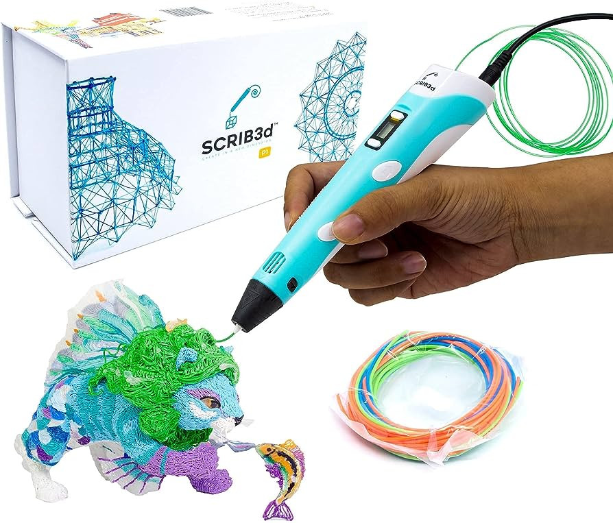 SCRIB3D P1 3D Printing Pen with Display - Includes 3D Pen, 3 Starter Colors of PLA Filament, Sten... | Amazon (US)